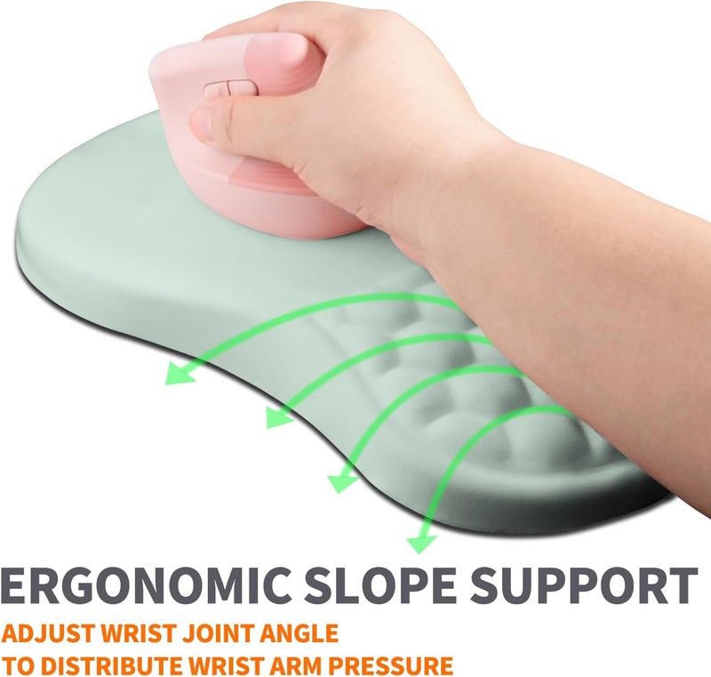 Armanza Ergonomic Joint Wrist Support Mouse Pad with Memory Foam Cushion Massage Bump, Carpal Tunnel Pain Relief Mousepad Slope Design for Wrist Rest, 11.8x7.9 in, LightCyan - Image 2